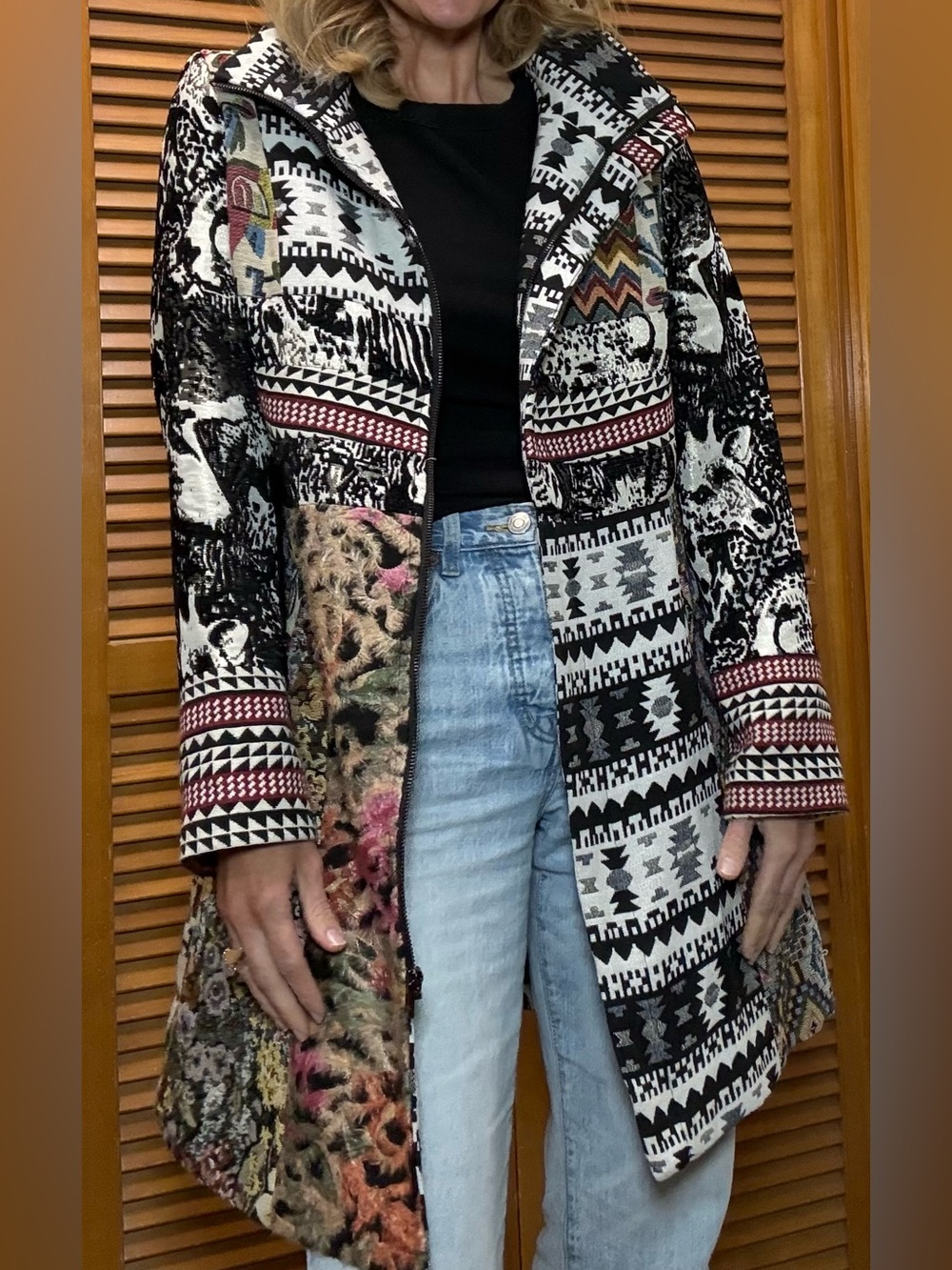 Anthropologie Dor Dor Couture Patchwork Tapestry Bohemian Coat. medium